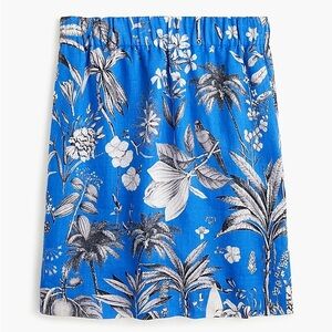 J. Crew Linen Floral Blue Women's Skirt
